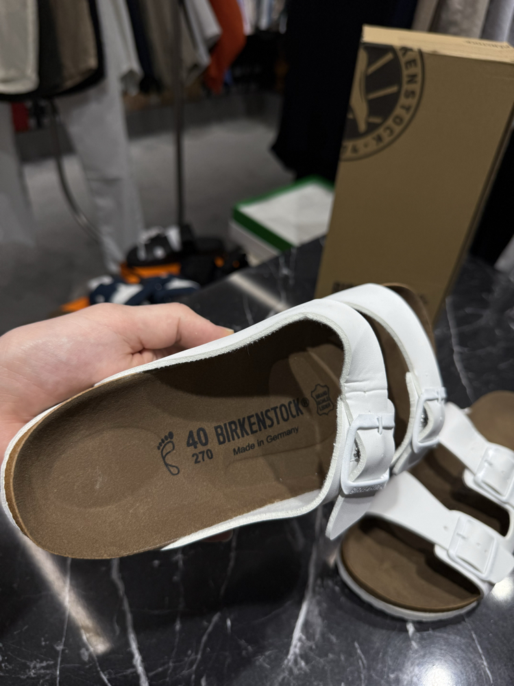 Birkenstock Arizona Deri Çift Toka (Beyaz)