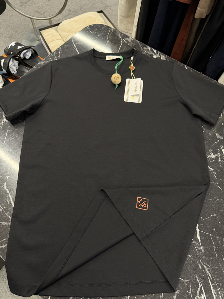 İthal Lora Piana T-shirt Kırışmayan Kumaş (9444-Siyah)