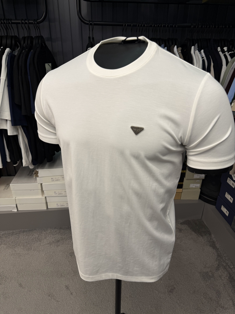 İthal Prada T-shirt Kırışmayan Kumaş (9434-Beyaz)