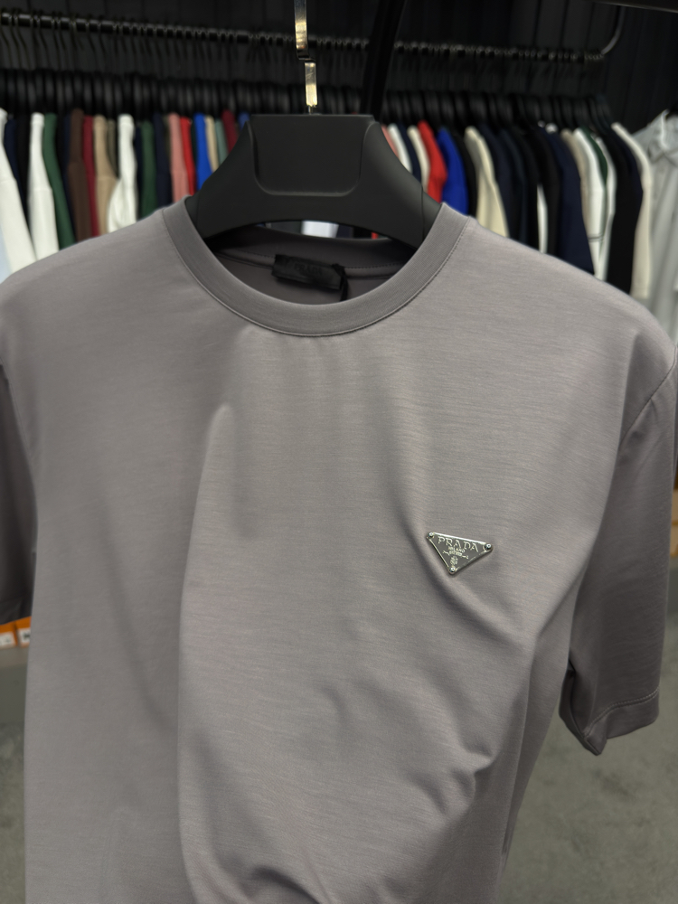 İthal Prada T-shirt Kırışmayan Kumaş (9460-Gri)