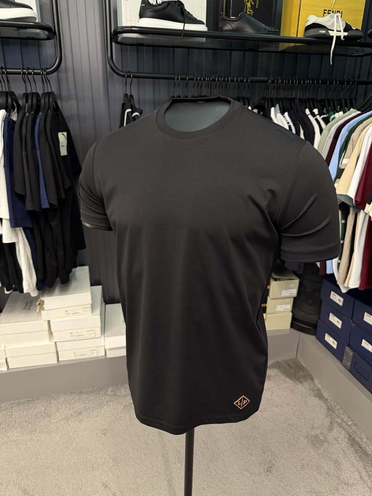İthal Lora Piana T-shirt Kırışmayan Kumaş (9444-Siyah)