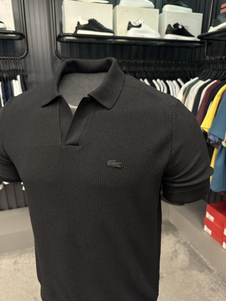 Örme V Triko Polo Yaka (Siyah-33036)
