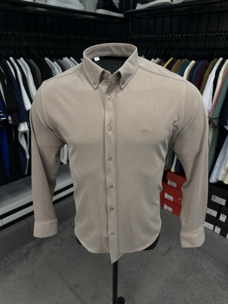 Burberry Yıkamalı Modal Kırışmayan Kumaş Gömlek (3914-Bej)