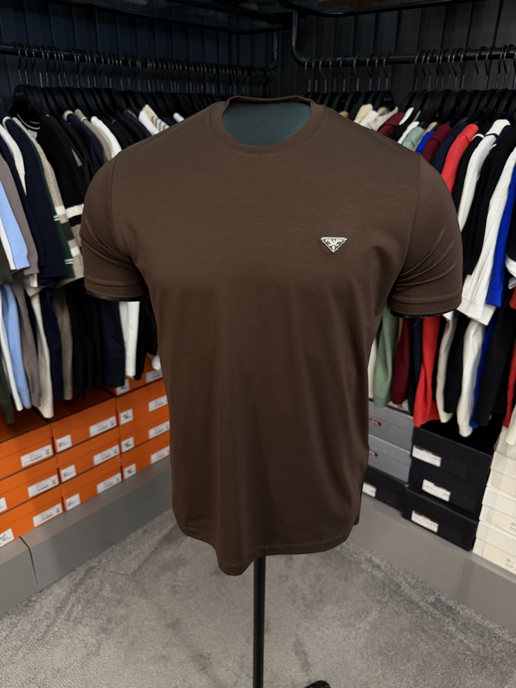 İthal Prada T-shirt Kırışmayan Kumaş (9460-Kahve )