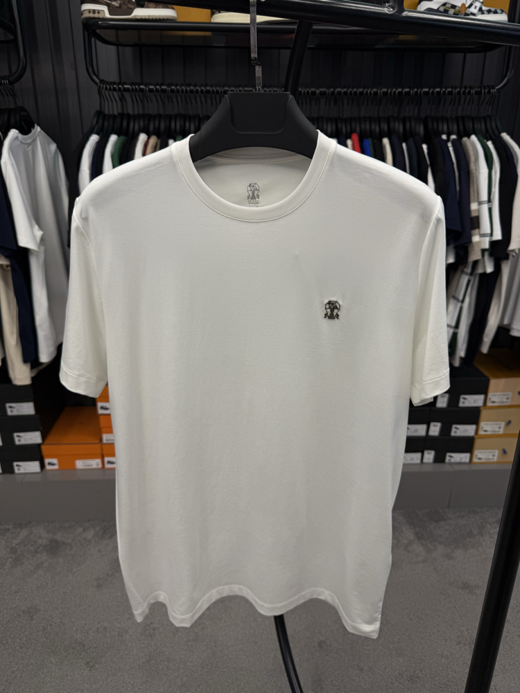 İthal Brunello Cucınelli T-shirt Kırışmayan Kumaş (9419-Beyaz)