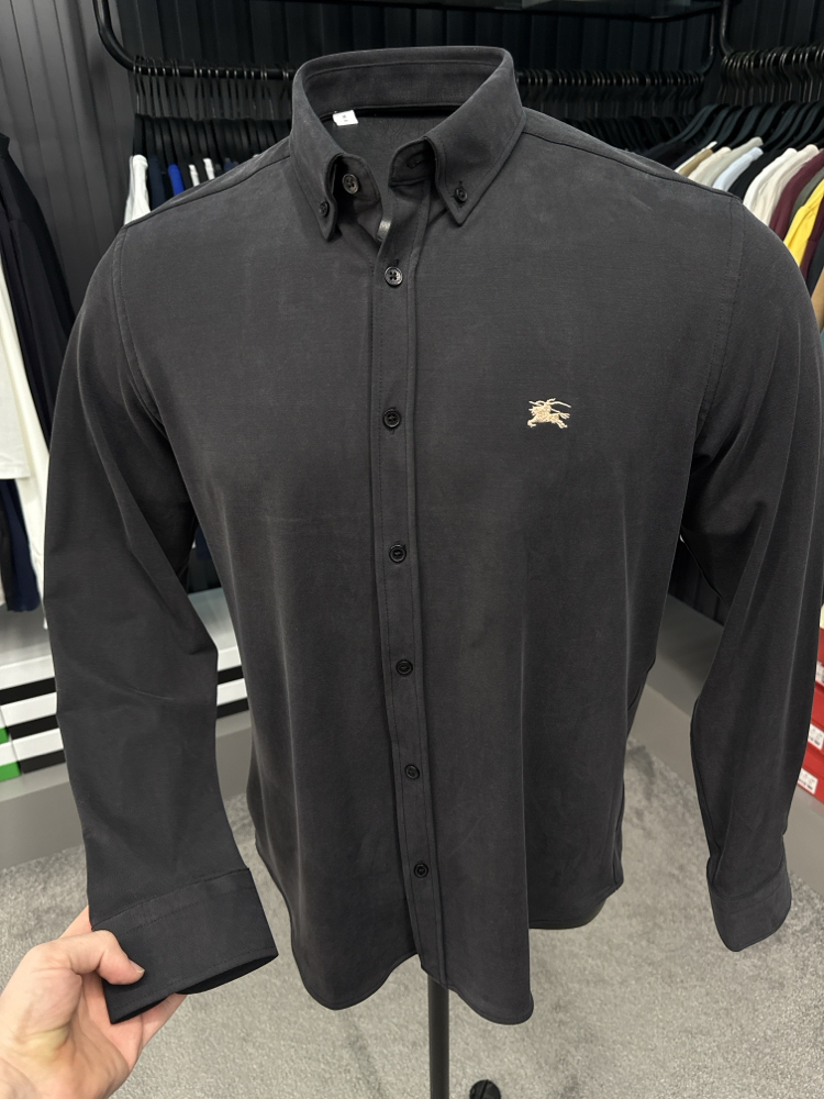 Burberry Yıkamalı Modal Kırışmayan Kumaş Gömlek (3914-Siyah)