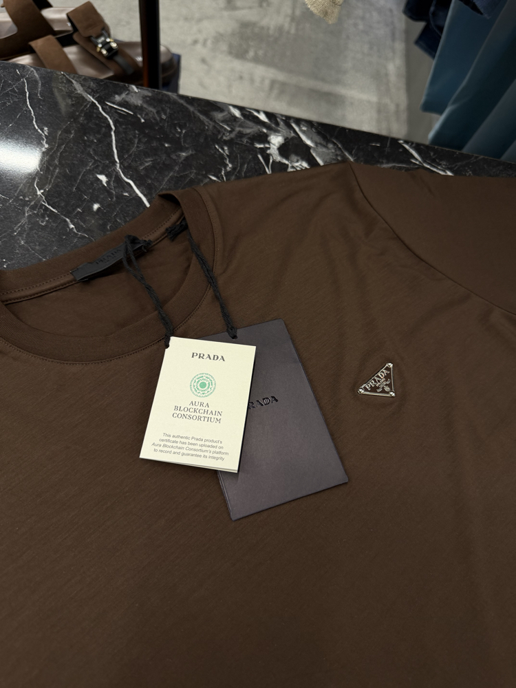İthal Prada T-shirt Kırışmayan Kumaş (9460-Kahve )