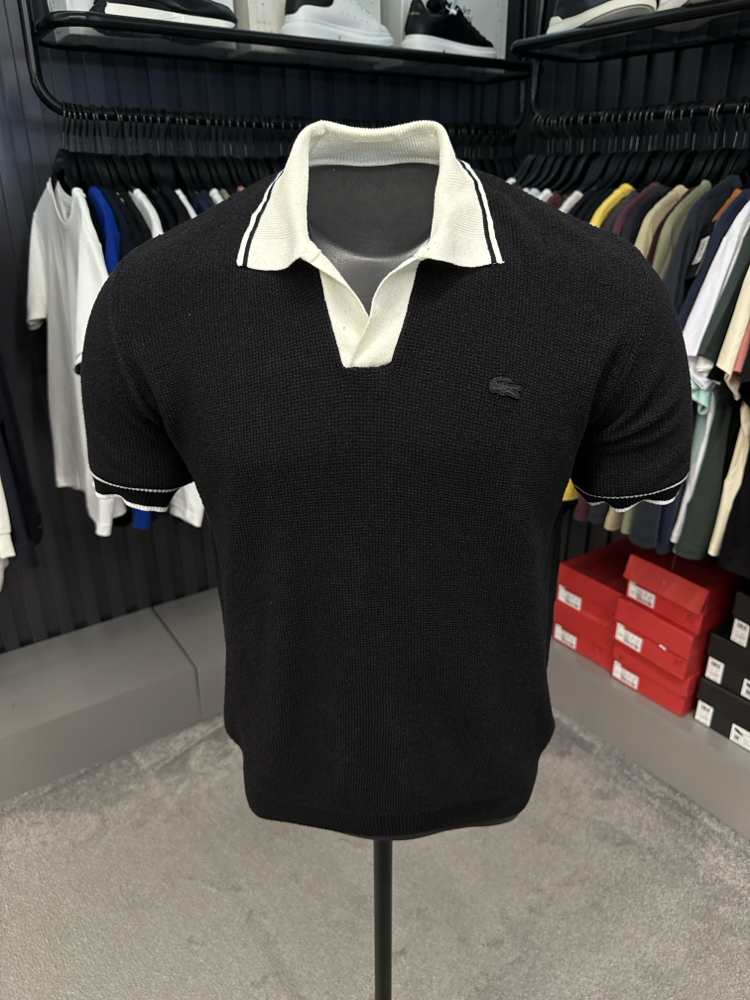 Keten Polo Yaka Triko (Siyah-33055)