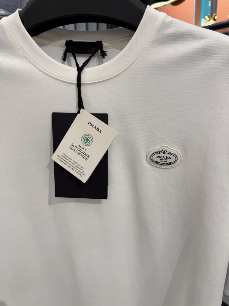 İthal Prada T-shirt Kırışmayan Kumaş (9430-Beyaz)