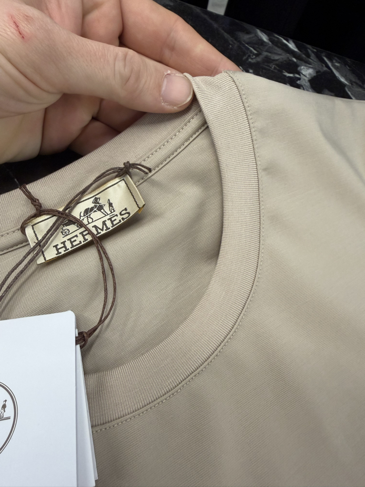 İthal Hermes T-shirt Kırışmayan Kumaş (9448-Bej)