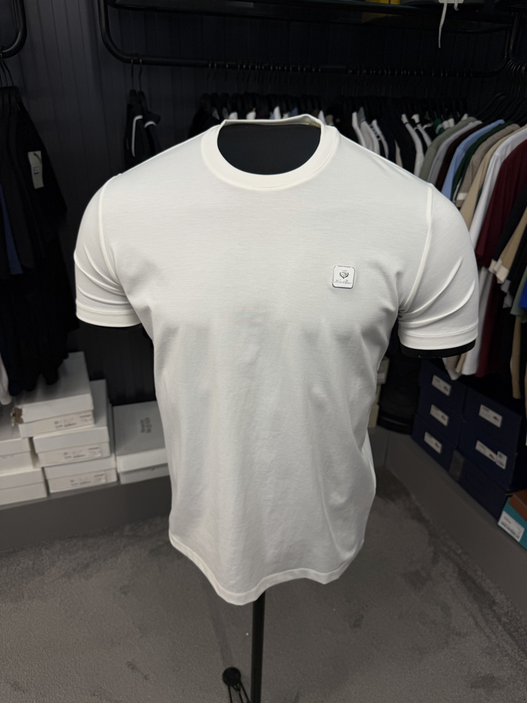 İthal Lora Piana T-shirt Kırışmayan Kumaş (9432-Beyaz)