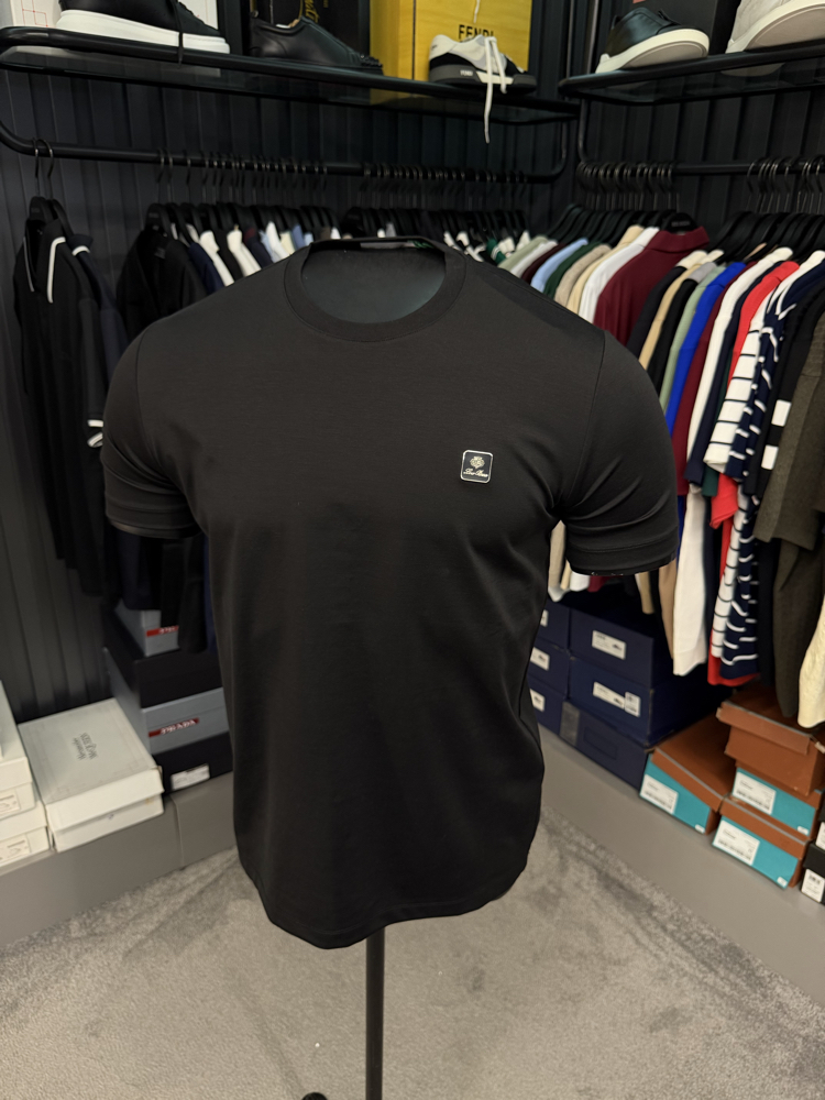 İthal Lora Piana T-shirt Kırışmayan Kumaş (9432-Siyah)