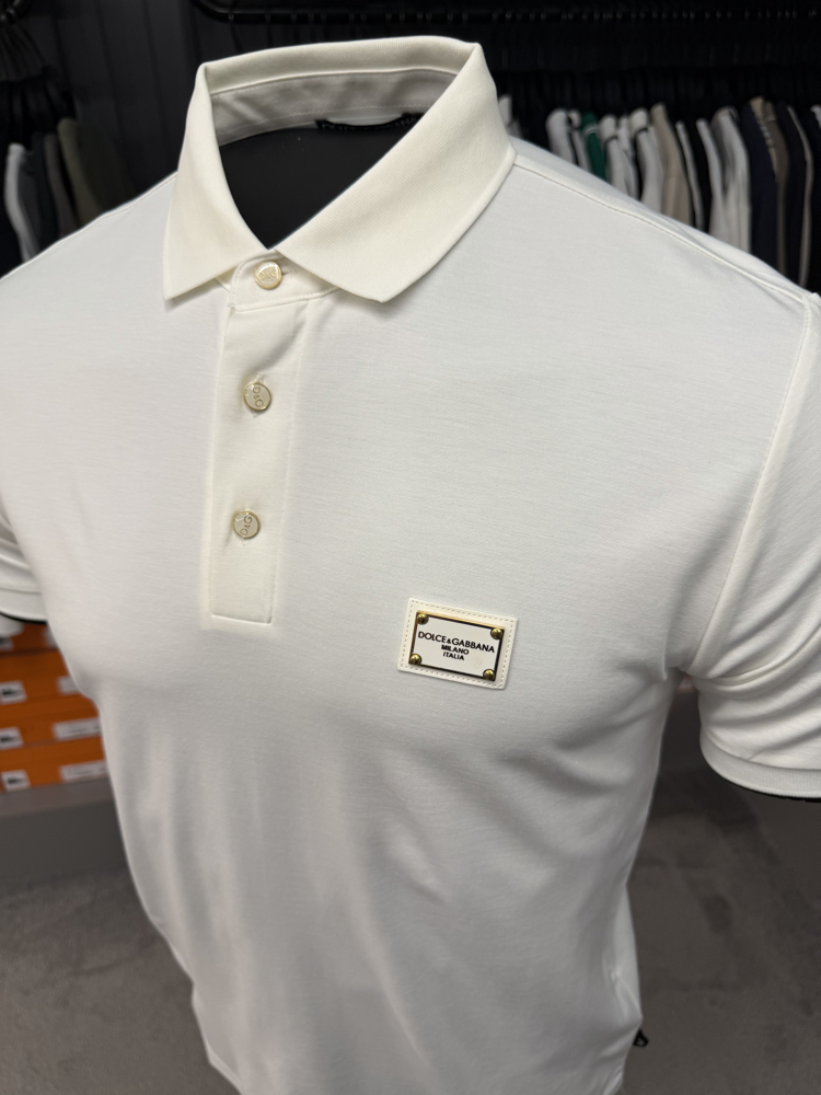 İthal Dolce Gabbana Polo Yaka Kırışmayan Kumaş (10081-Beyaz)
