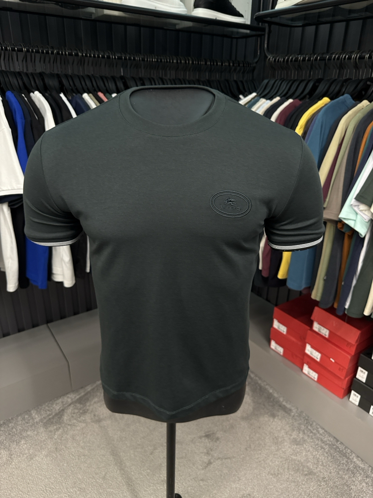 İthal Etro T-shirt Kırışmayan Kumaş (290001-Haki)