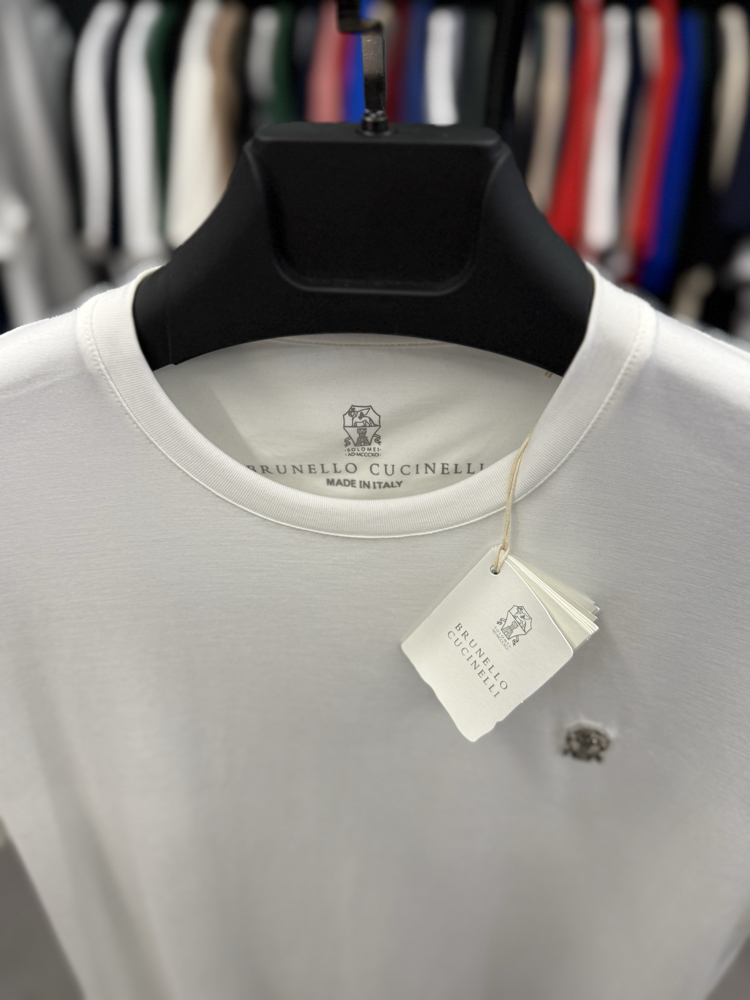 İthal Brunello Cucınelli T-shirt Kırışmayan Kumaş (9419-Beyaz)