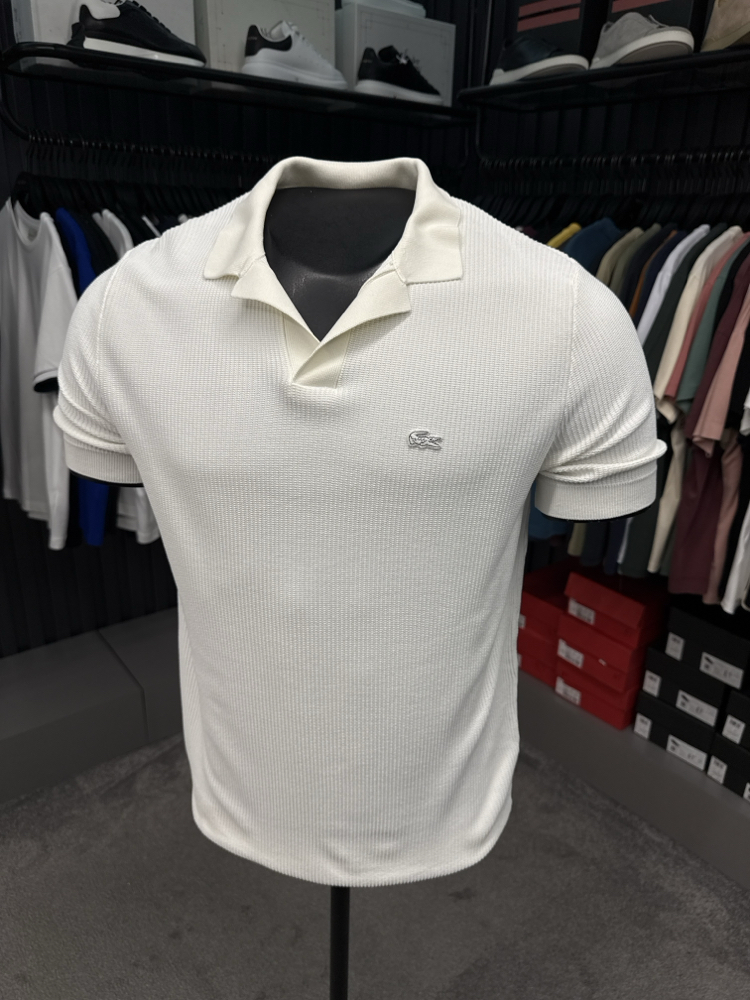 Örme V Triko Polo Yaka (Beyaz-33036)