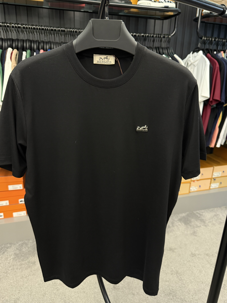İthal Hermes T-shirt Kırışmayan Kumaş (9420-Siyah)