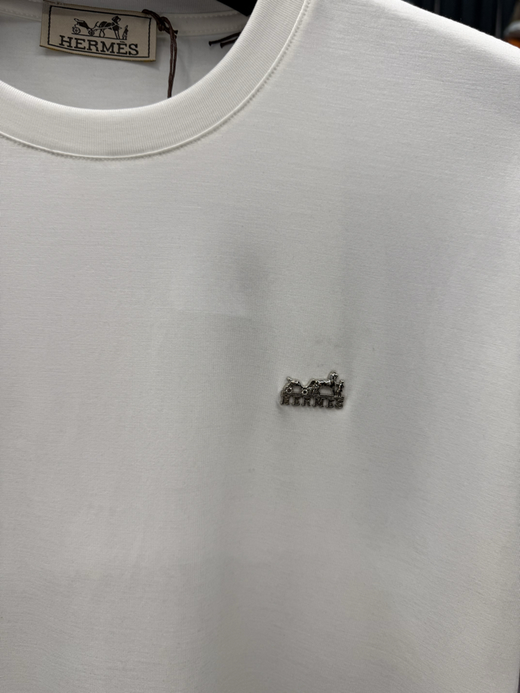 İthal Hermes T-shirt Kırışmayan Kumaş (9420-Beyaz)