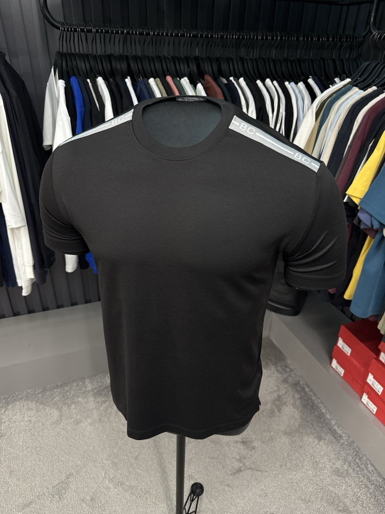 İthal Brunello Cucınelli Omuz Detaylı T-shirt Kırışmayan Kumaş (1987-Siyah)