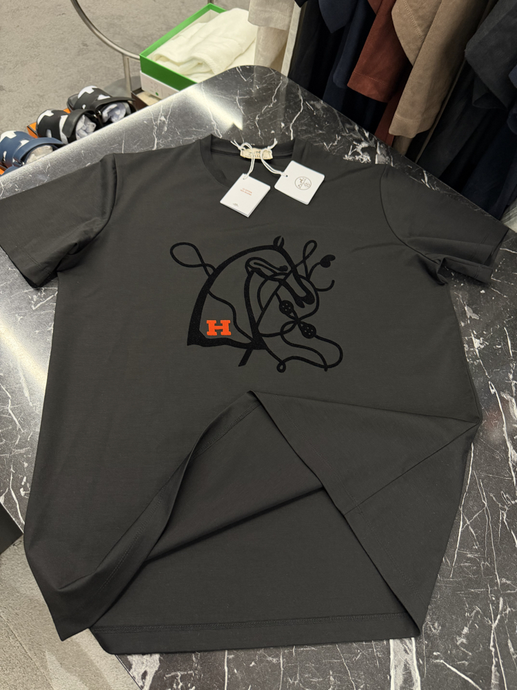 İthal Hermes T-shirt Kırışmayan Kumaş (9448-Siyah)