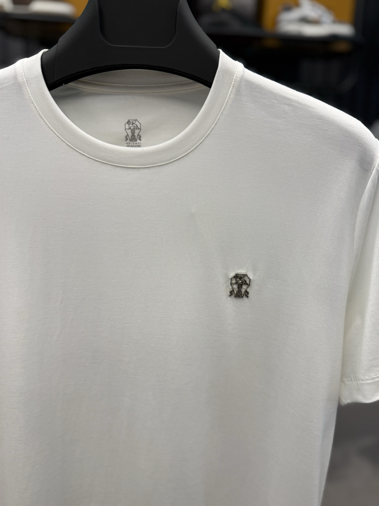 İthal Brunello Cucınelli T-shirt Kırışmayan Kumaş (9419-Beyaz)