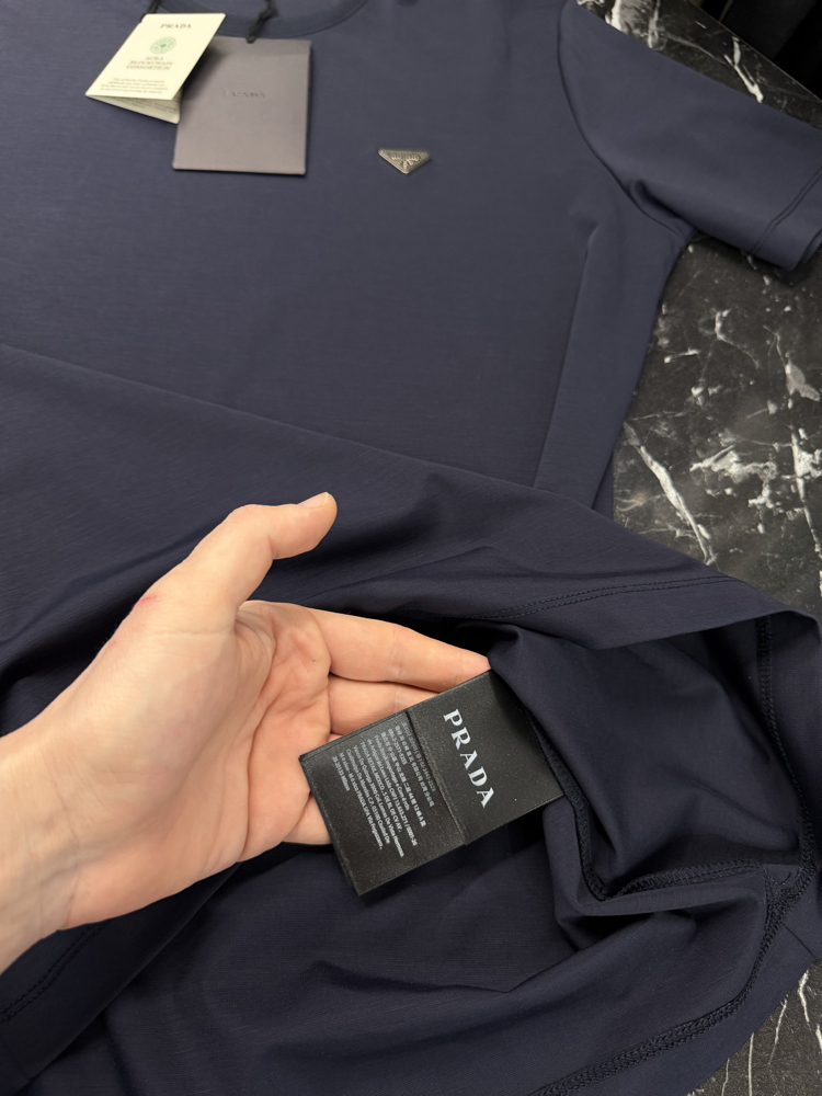 İthal Prada T-shirt Kırışmayan Kumaş (9434-Lacivert)