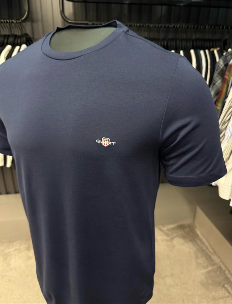 Modal Kırışmayan Kumaş T-shirt  (15048-Lacivert)