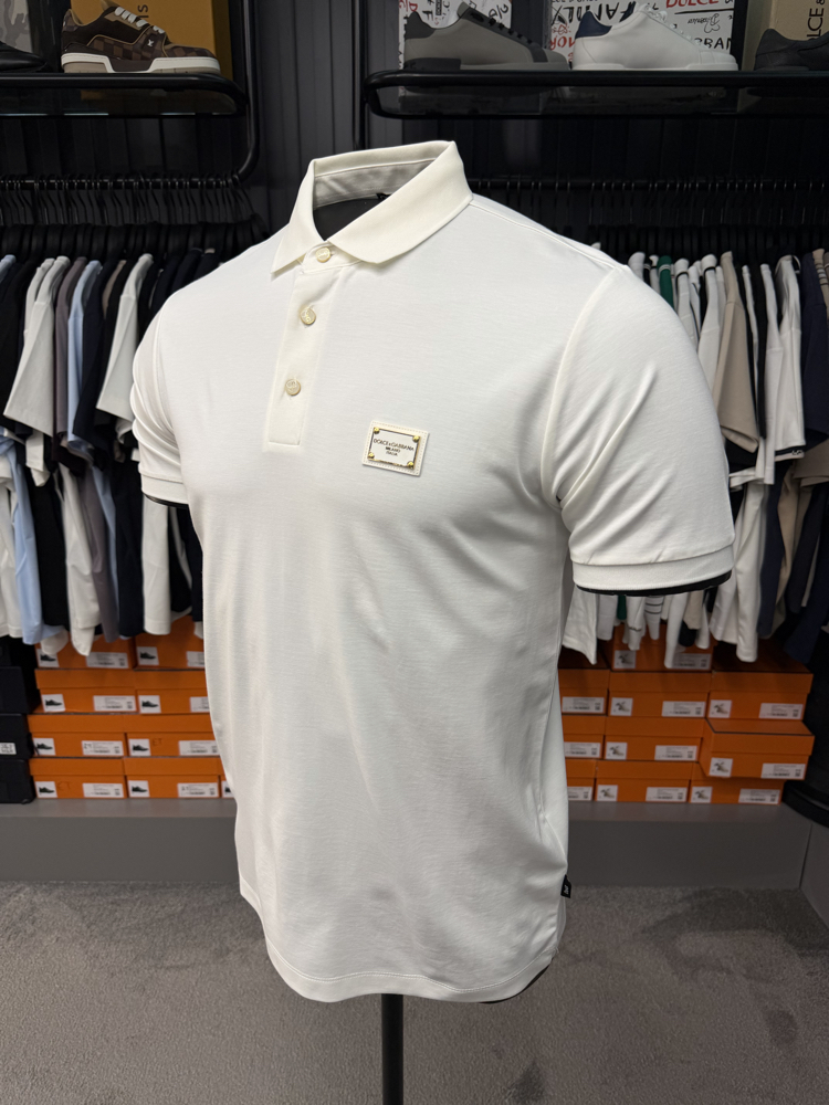 İthal Dolce Gabbana Polo Yaka Kırışmayan Kumaş (10081-Beyaz)