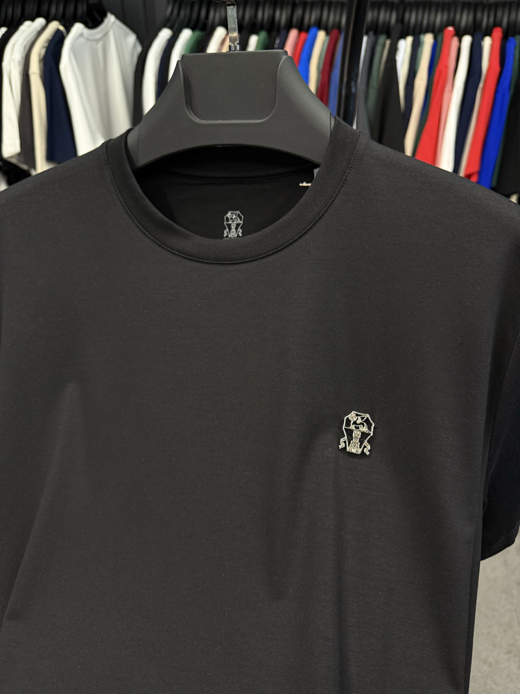 İthal Brunello Cucınelli T-shirt Kırışmayan Kumaş (9419-Siyah)