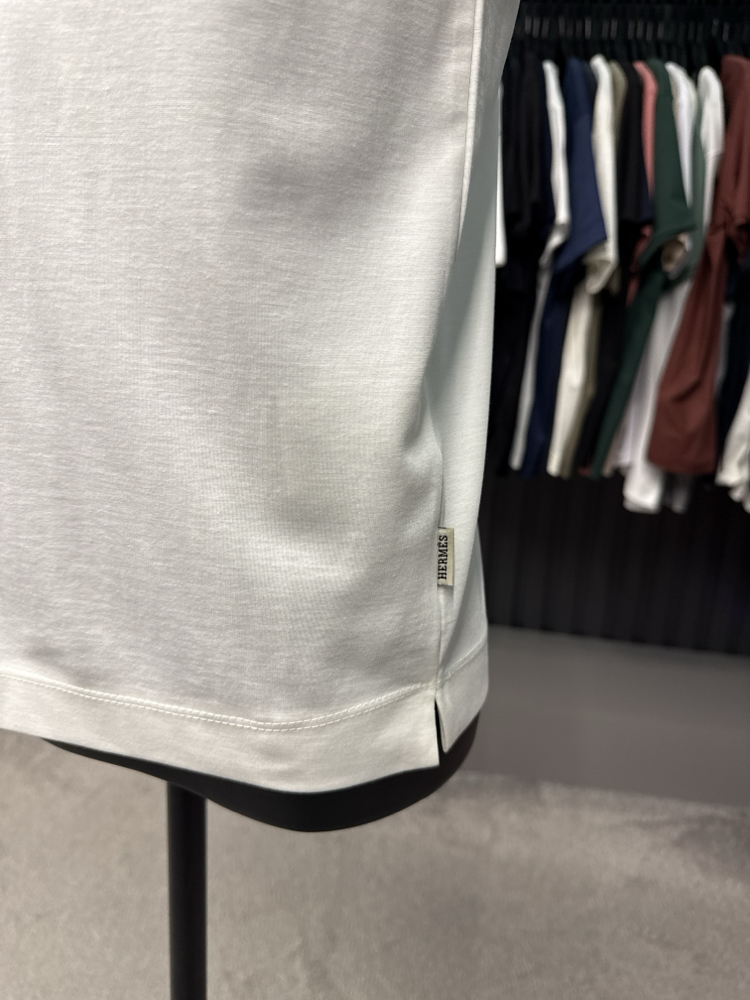 İthal Hermes T-shirt Kırışmayan Kumaş (15054-Beyaz)