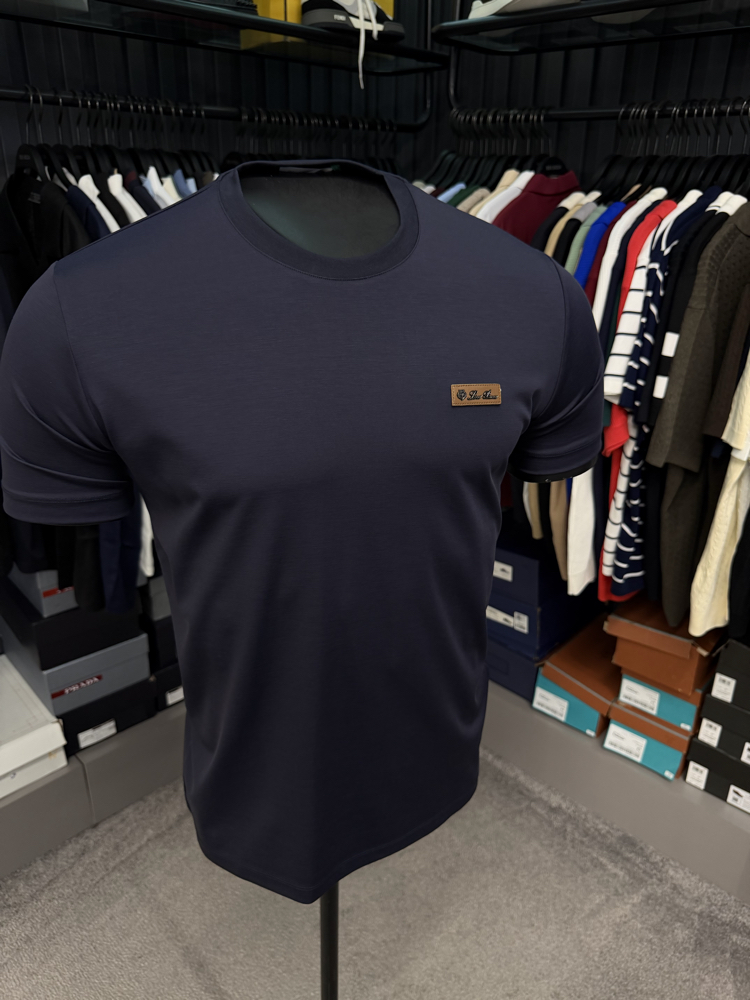 İthal Lora Piana T-shirt Kırışmayan Kumaş (9431-Lacivert)