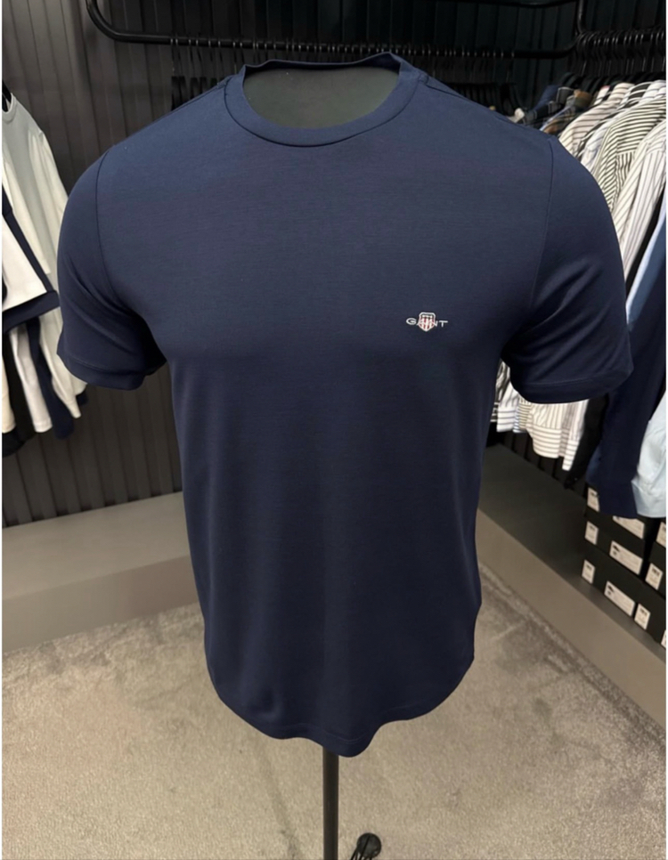 Modal Kırışmayan Kumaş T-shirt  (15048-Lacivert)