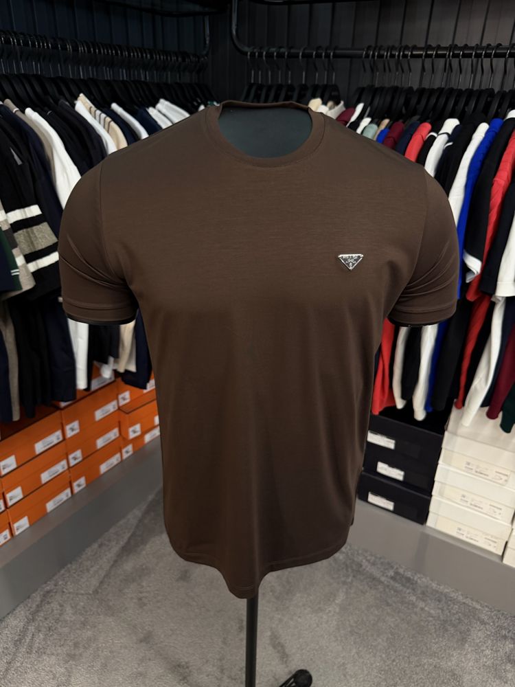 İthal Prada T-shirt Kırışmayan Kumaş (9460-Kahve )