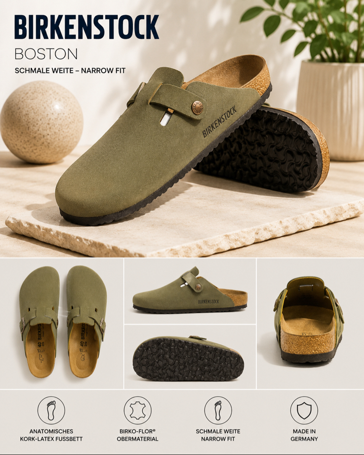 Birkenstock Yeni Sezon Boston Süet Terlik (Haki)