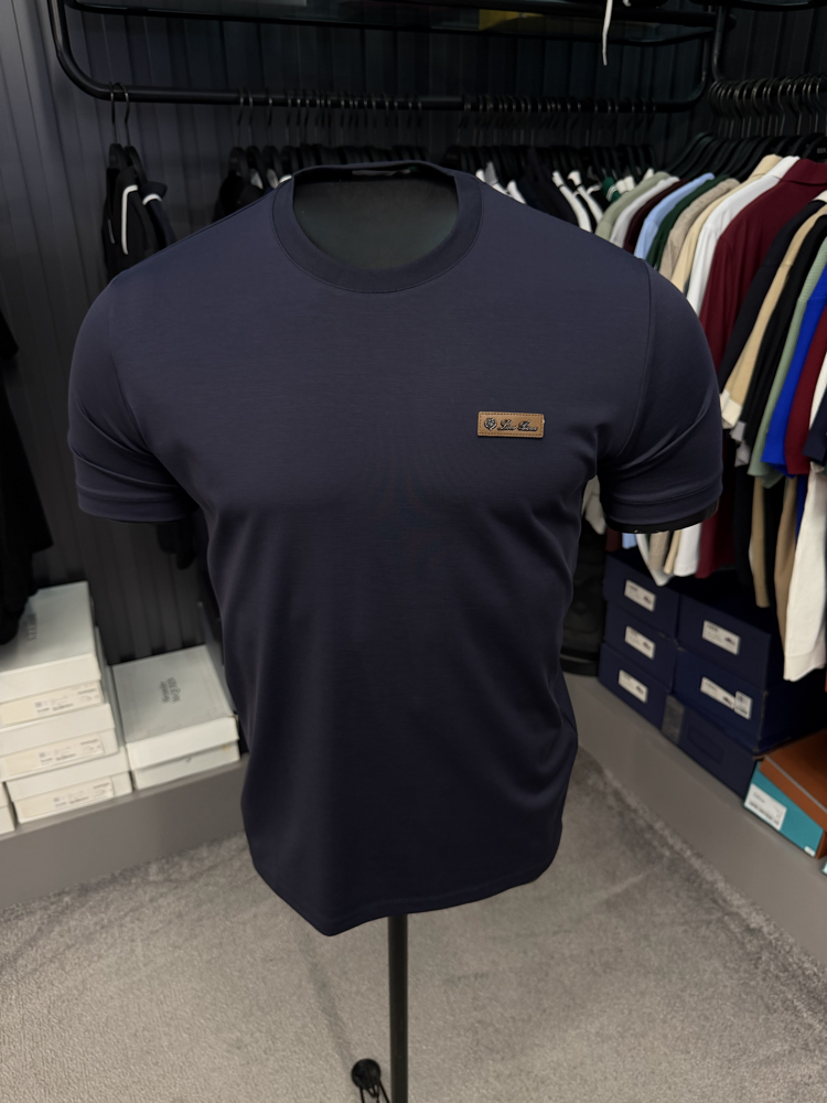 İthal Lora Piana T-shirt Kırışmayan Kumaş (9431-Lacivert)