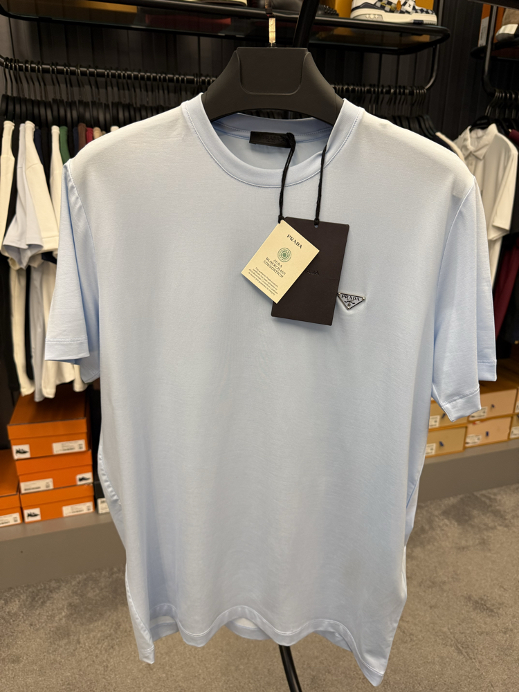 İthal Prada T-shirt Kırışmayan Kumaş (9460-Mavi)