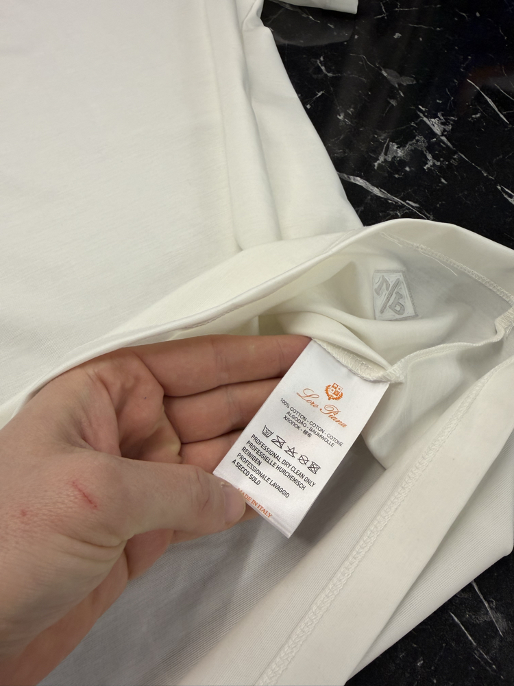 İthal Lora Piana T-shirt Kırışmayan Kumaş (9444-Beyaz)
