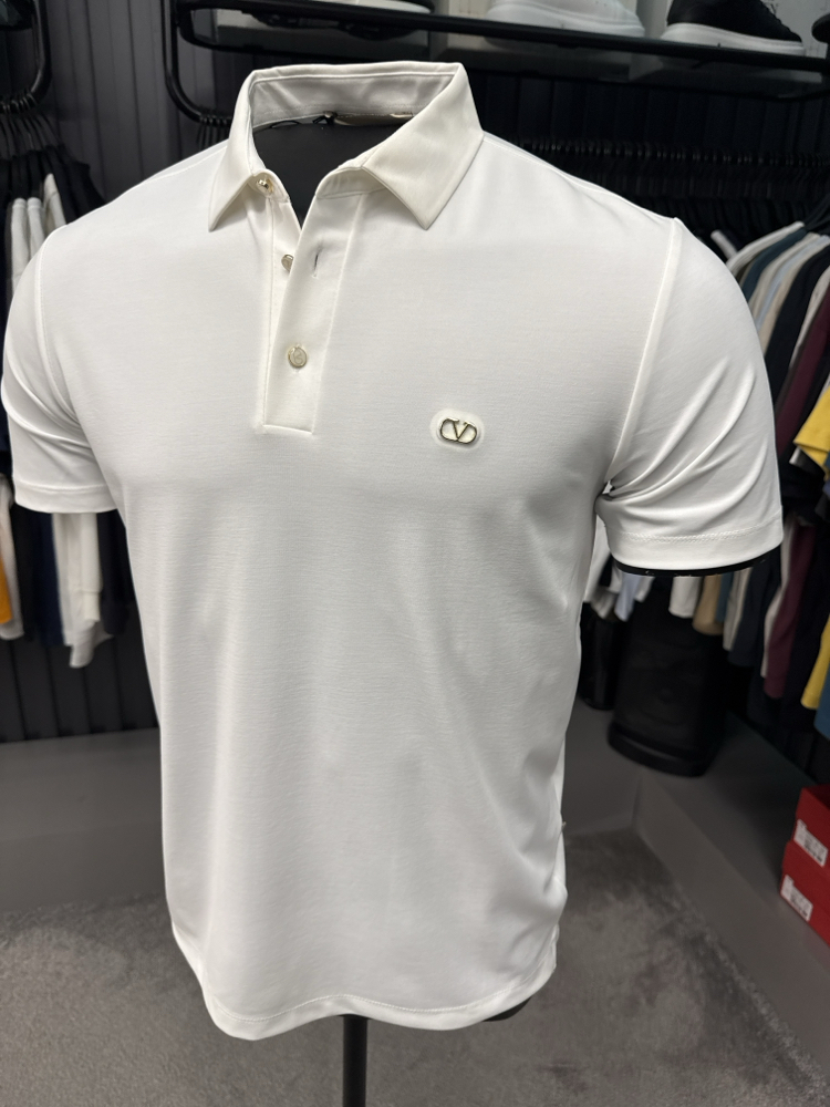 İthal Valentino Polo Yaka  Kırışmayan Kumaş (10067-Beyaz)