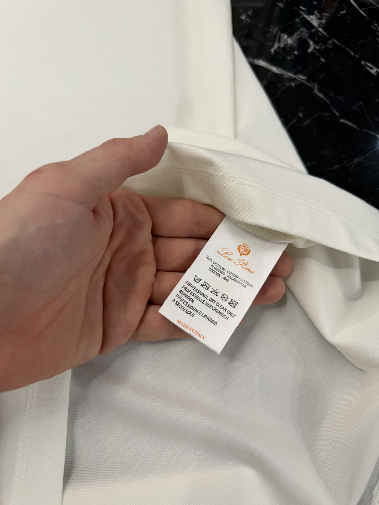 İthal Lora Piana T-shirt Kırışmayan Kumaş (9431-Beyaz)