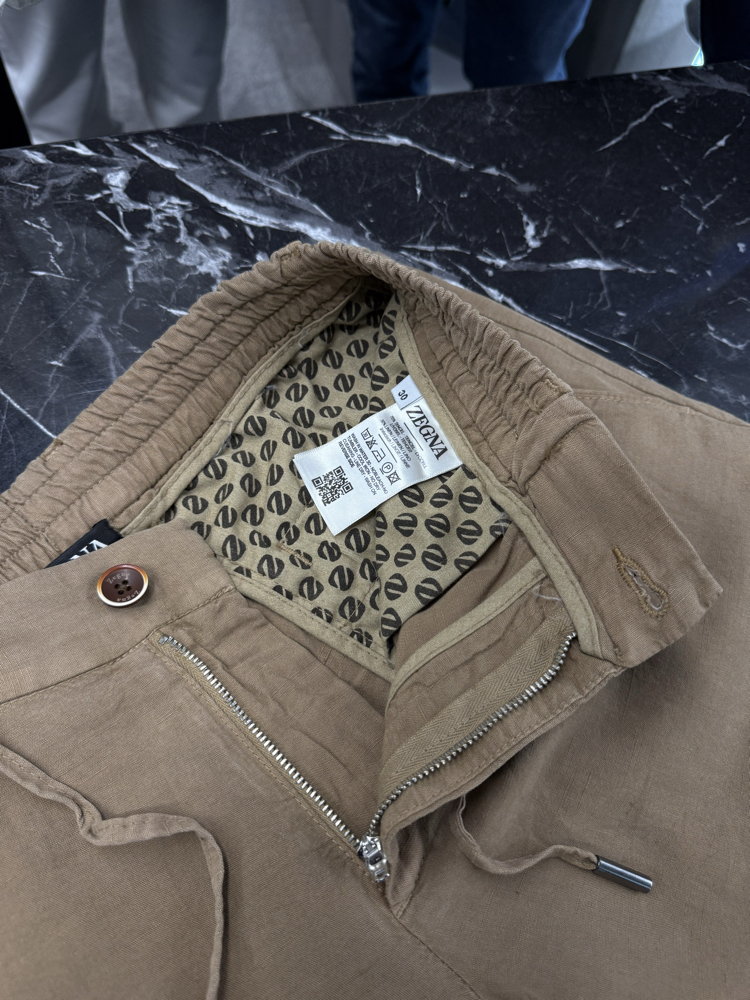 İthal Zegna  Ham Keten Şort (6141-Vizon)