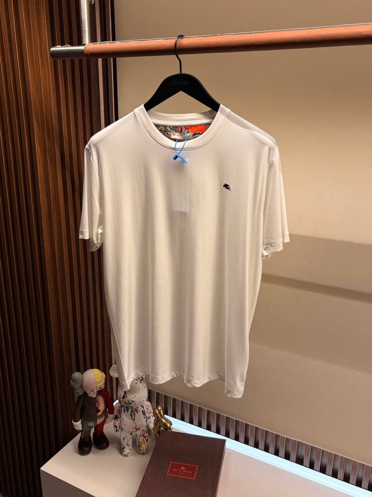 İthal Etro T-shirt Kırışmayan Kumaş (9438-Beyaz)