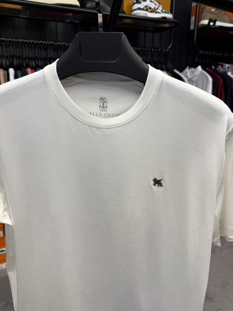 İthal Brunello Cucınelli T-shirt Kırışmayan Kumaş (9427-Beyaz)