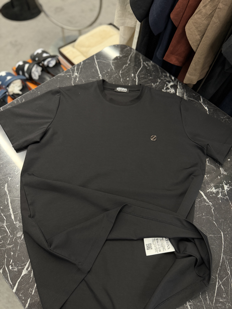 İthal Zegna T-shirt Kırışmayan Kumaş (9461-Siyah)