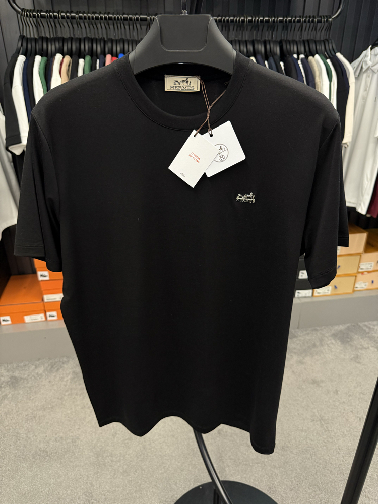İthal Hermes T-shirt Kırışmayan Kumaş (9420-Siyah)