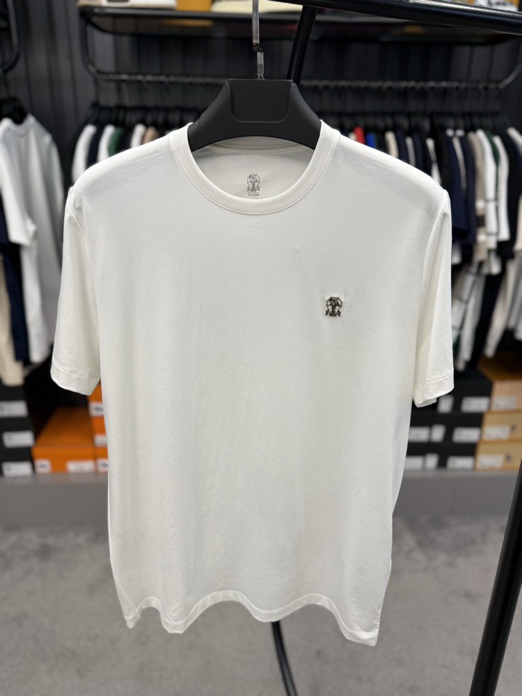 İthal Brunello Cucınelli T-shirt Kırışmayan Kumaş (9419-Beyaz)