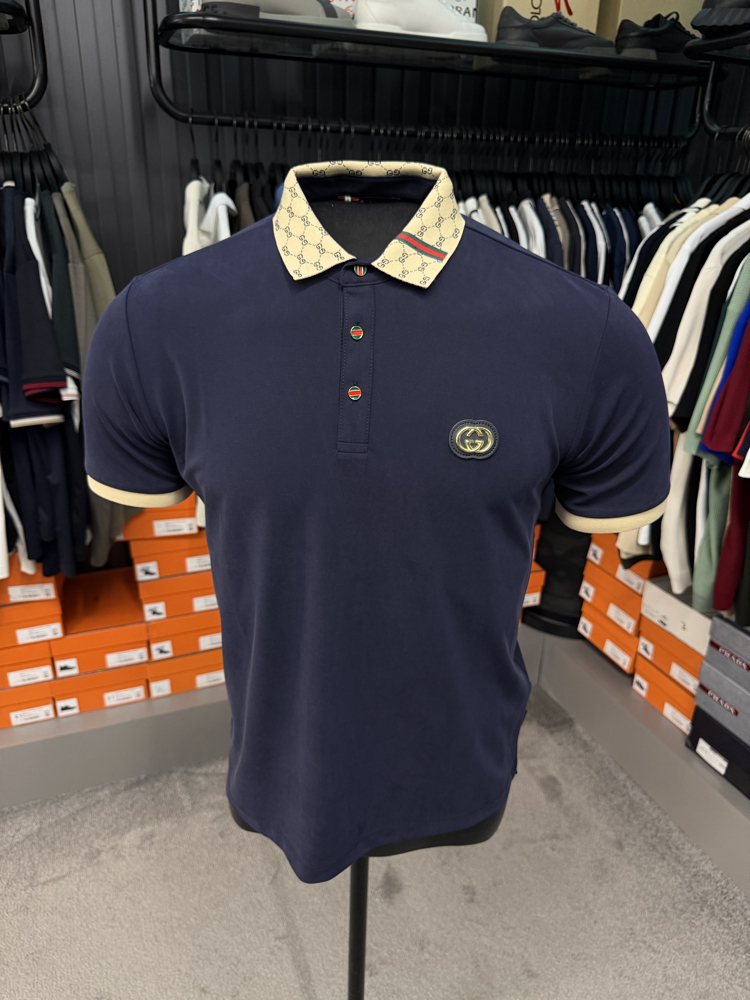 İthal Gucci Polo Yaka  Kırışmayan Kumaş (10074-Lacivert)