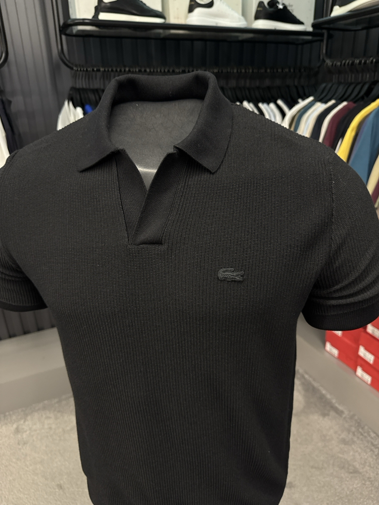 Örme V Triko Polo Yaka (Siyah-33036)