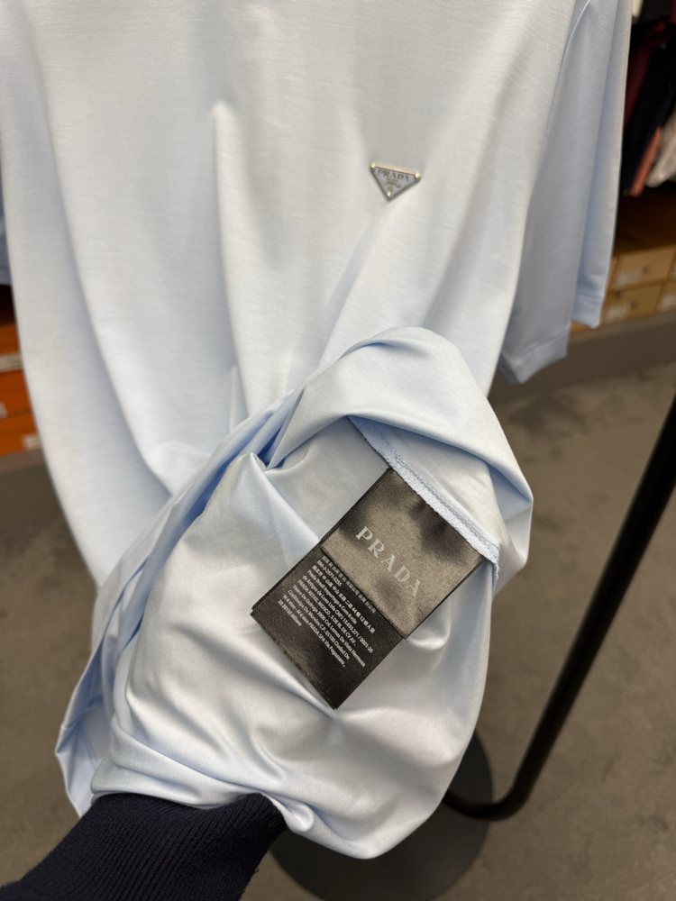 İthal Prada T-shirt Kırışmayan Kumaş (9460-Mavi)