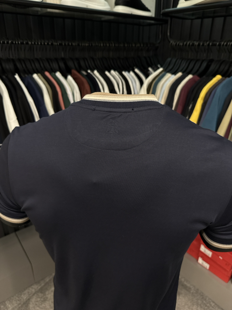 İthal Brunello Cucınelli T-shirt Kırışmayan Kumaş (39212-Koyu Lacivert)