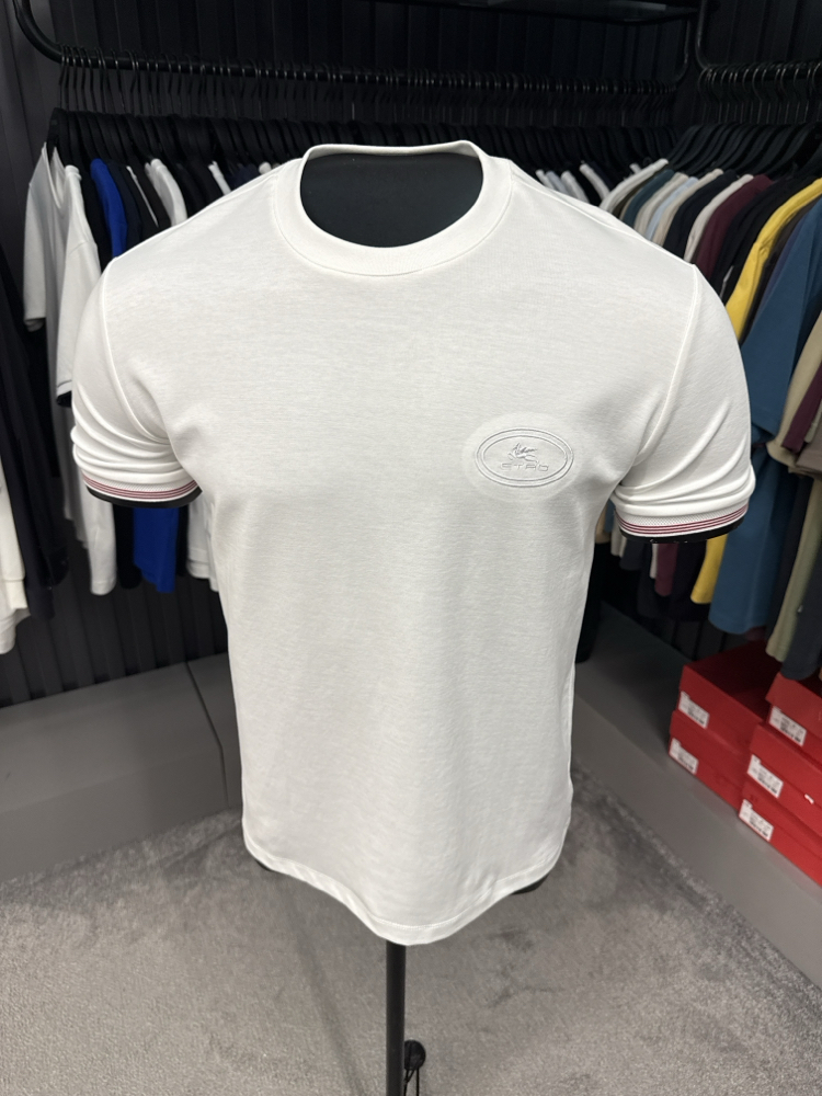 İthal Etro T-shirt Kırışmayan Kumaş (290001-Beyaz)